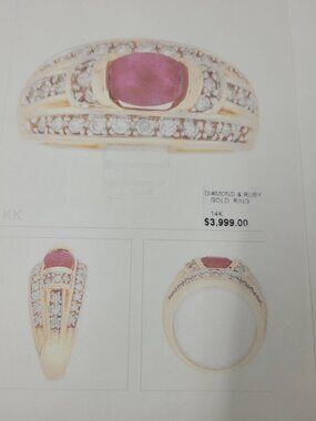 Vintage 14K Gold 2.11ctw Magenta Ruby & Diamond 9.1gr Statement Ring - Size 9